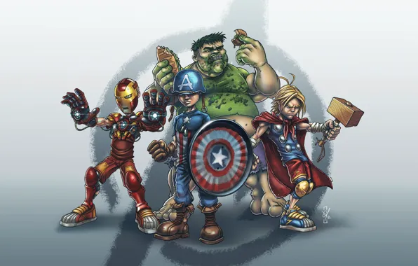 Picture iron man, Hulk, Thor, captain America