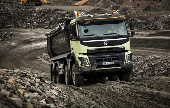 Picture road, stones, dust, Volvo, truck, Volvo, 2013, quarry, FMX, 8x4, machinery, samawal