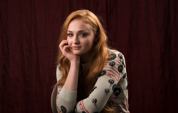 Picture girl, actress, red, Game of Thrones, Sophie Turner, USA Today