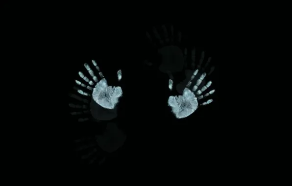 Picture black, hands, fingers, face, handprints