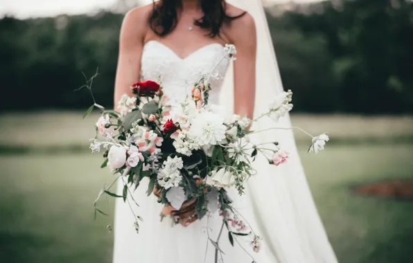Picture girl, flowers, bouquet, the bride