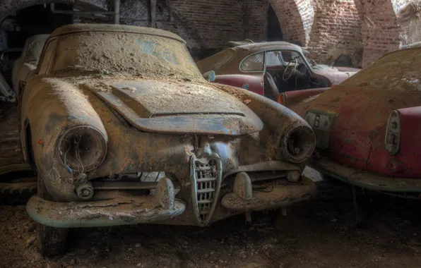Picture auto, old, dust, dump