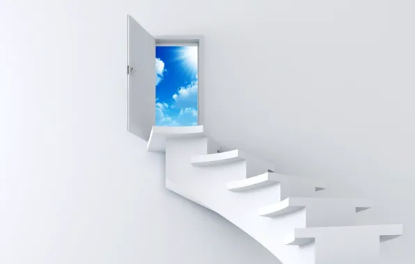 Picture The sky, White, Ladder, The door