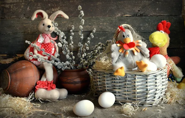 Picture toys, egg, chicken, rabbit, Easter, basket, Verba