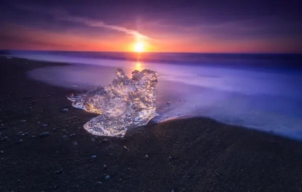 Picture Landscape, Water, Sunset, Magic, Ice, Sea, Cold