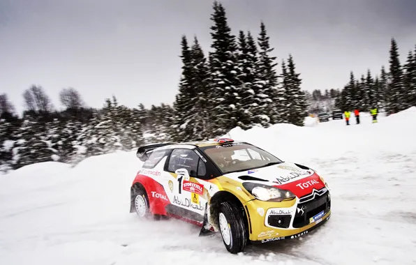 Picture Winter, Road, Sport, Machine, Turn, Citroen, Skid, Citroen, DS3, WRC, Rally, Rally, Cold