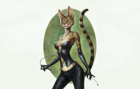 Picture cat, girl, sexy, figure, leather, art, tail, gloves, corset, girl, sexy, ears, cat, art, tail, …