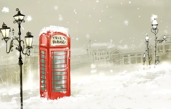 Picture snow, figure, Winter, lantern, phone