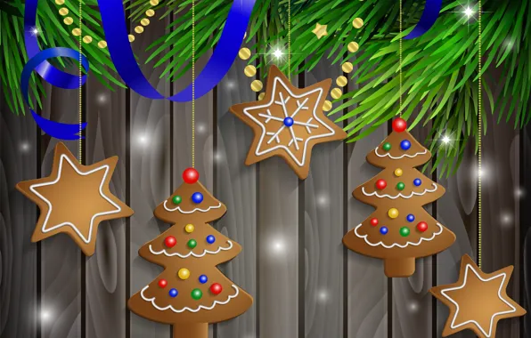 Picture snow, decoration, balls, New Year, Christmas, Christmas, Xmas, cookies, decoration, Merry