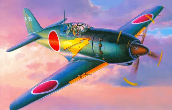 Picture the sky, figure, art, Mitsubishi, the plane, The second world war, Japanese, fighter-interceptor, J2M Raiden