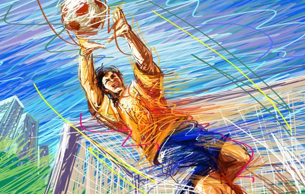 Picture football, figure, the ball, vector, gate, goalkeeper, touch