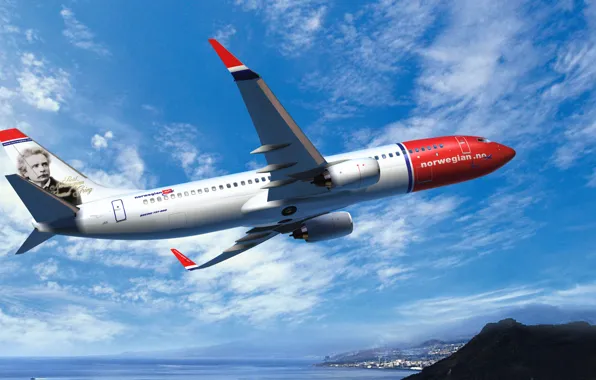 Picture The sky, The plane, Boeing, Aviation, 737, Flies, Airliner, Norwegian Air