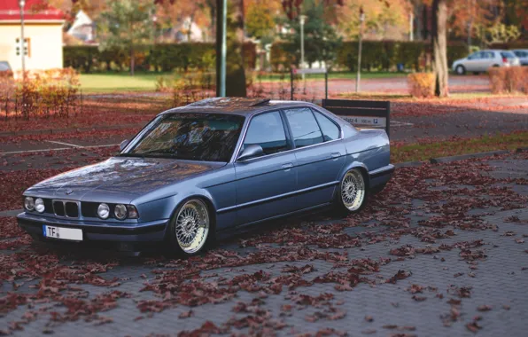 Picture autumn, tuning, bmw, BMW, drives, classic, tuning, stance, e34, oldscool