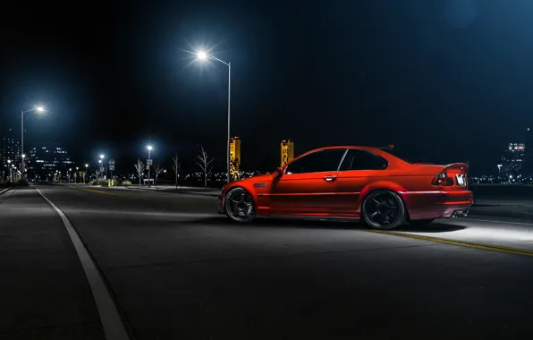 Picture night, red, BMW, BMW, lights, red, rear, street, E46, Richard Le