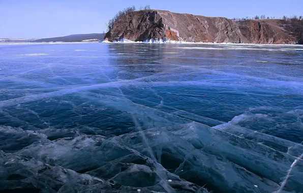 Picture winter, landscape, nature, lake, ice, Baikal