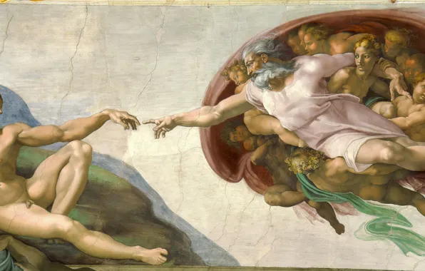 Picture Michelangelo, Creation of Adam, Vatican, Religion, Sistine Chapel