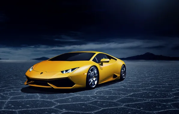 Picture desert, Lamborghini, yellow, LP 610-4, Huracan, LB724
