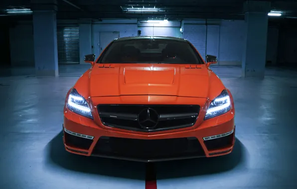 Picture car, auto, Wallpaper, Mercedes-Benz, AMG, tuning, front, orange, CLS 63, German Special Customs, GSC
