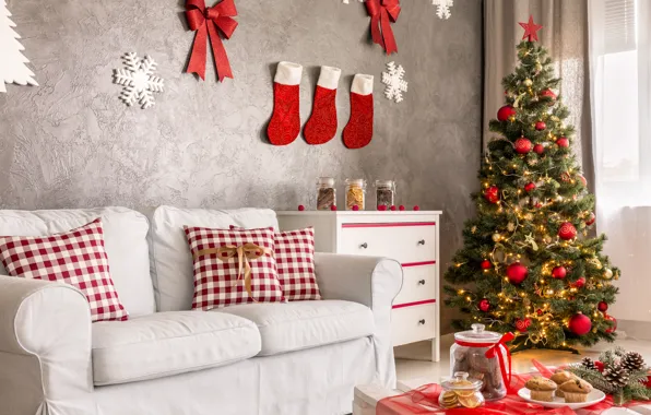 Picture Design, Sofa, New Year, Tree, Interior, Holidays