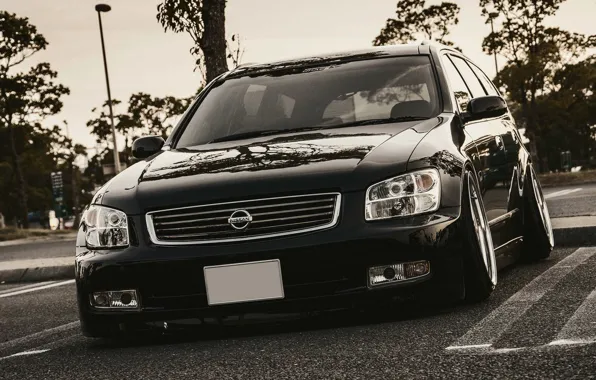 Picture Machine, Tuning, Black, Nissan, Japan, Nissan, Black, Style, Tuning, Stance, Stagea