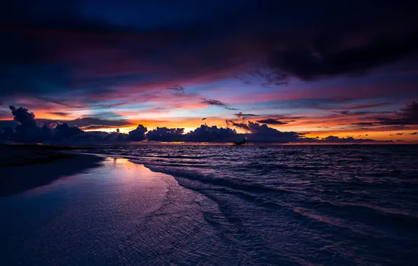 Picture sea, beach, nature, Sunset, The Maldives