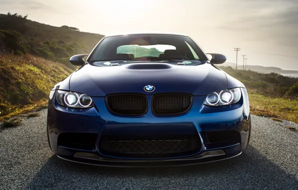 Picture blue, bmw, BMW, shadow, the front, e92, laguna blue