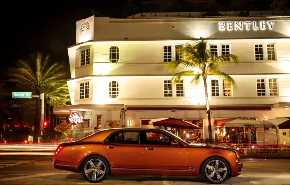 Picture orange, photo, Bentley, car, side, metallic, luxury, 2015, Mulsanne Speed