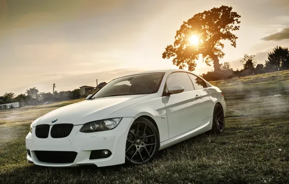 Picture Field, Grass, BMW, Tuning, White, BMW, Drives, Coupe, E92, Coupe, Deep Concave, E92