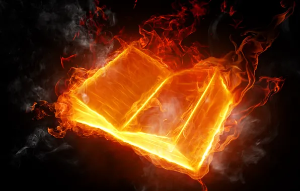 Picture background, fire, flame, black, languages, book