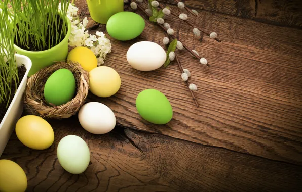 Picture grass, flowers, eggs, spring, Easter, flowers, spring, Easter, eggs, decoration, Happy