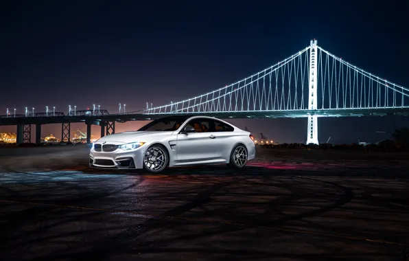 Picture BMW, City, Car, Bridge, White, Collection, Aristo, F82, Ligth, Nigth