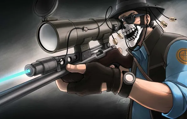 Picture hat, glasses, sniper, sight, rifle, shawl, team fortress 2, sniper, sovereign, tf 2