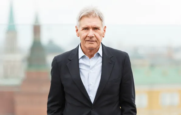 Picture actor, smile, pose, suit, Harrison Ford, star of Hollywood