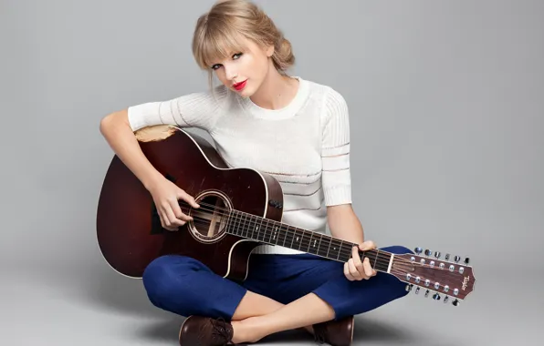 Picture pose, music, background, guitar, actress, blonde, album, singer, Red, Taylor Swift, photoshoot, Taylor Swift, Brian …