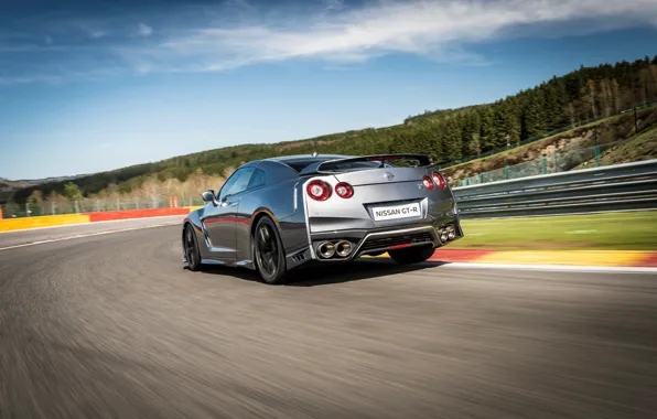 Picture car, auto, speed, Nissan, GT-R, speed, back, track, exhausts