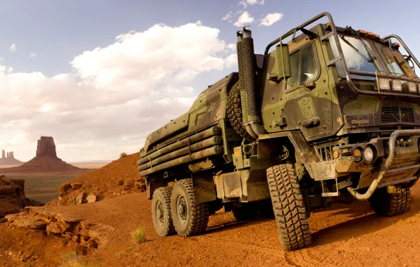 Picture desert, truck, Oshkosh, Family of Medium Tactical Vehicles, FMTV