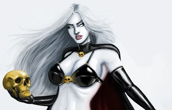 Picture look, fiction, hair, skull, art, comic, white eyes, Lady Death, Lady Death