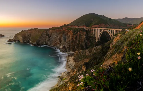 Picture bridge, the ocean, coast, CA, Pacific Ocean, California, The Pacific ocean, Bixby Bridge, Big Sur, …