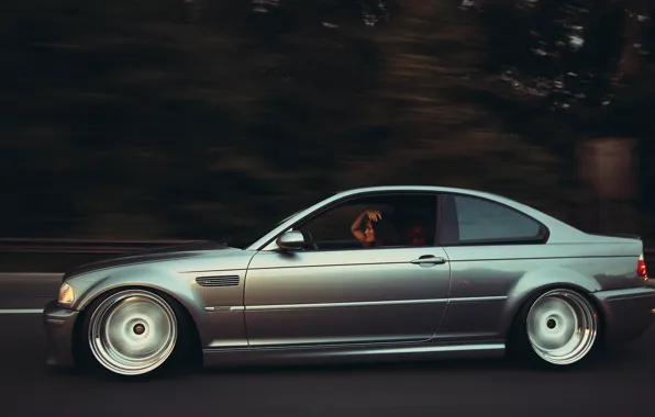 Picture girl, movement, bmw, BMW, girl, motion, m3 e46