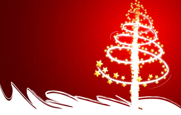 Picture red, tree, new year, vector
