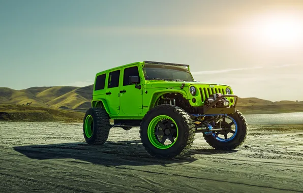 Picture Green, Front, Sun, Forged, Custom, Wrangler, Jeep, Wheels, Track, ADV1, Function
