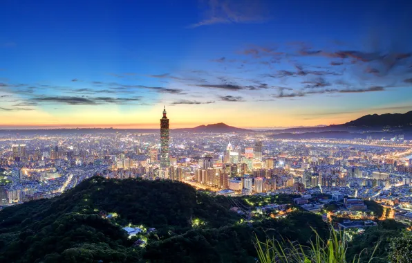 Picture China, panorama, China, Taiwan, night city, Taipei, Taiwan, Taipei