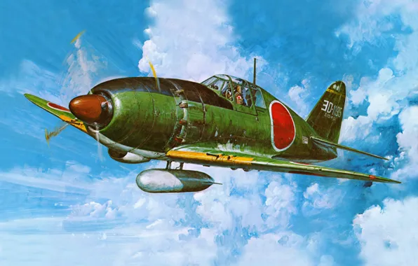 Picture aircraft, war, airplane, aviation, J2M Raiden, dogfight
