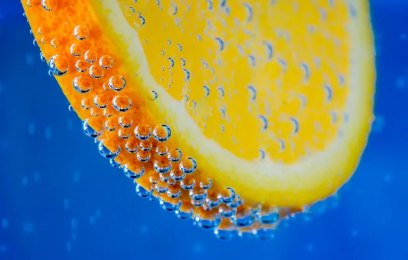 Picture bubbles, bubbles, fruit, Orange, in the water