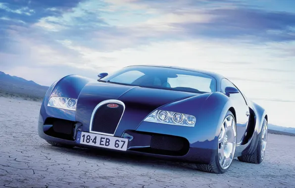 Picture blue, desert, Auto, Bugatti