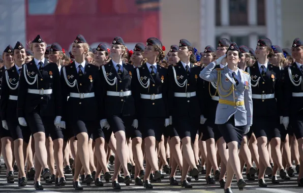 Picture girls, holiday, victory day, parade, red square
