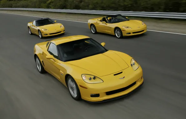 Picture road, auto, Wallpaper, speed, three, chevrolet corvete z06, chevrolet corvete, chevrolet corvete coupe