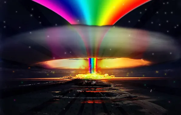 Picture the explosion, rainbow, Nuclear, rainbow, explosion