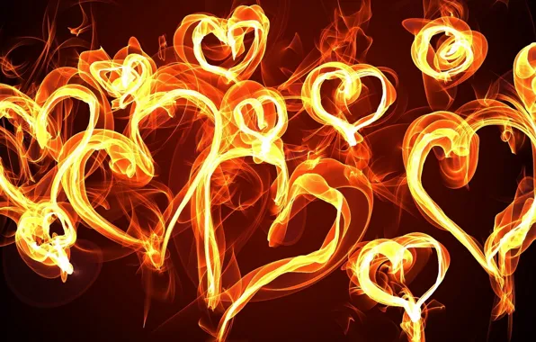 Picture abstraction, fire, hearts