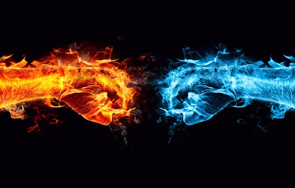 Picture flame, ice, clash, conflict, Ice vs Blaze
